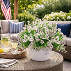 20 Bundles Artificial Flowers for Outdoors, UV Resistant Fake Plants Flowers Greenery Shrubs Plants for Decoration Outside Plants Hanging Planter Home Garden Decor (White)