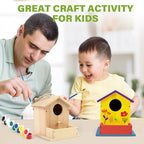 LotFancy Bird House Kit, DIY Wooden Birdhouse Kits, Arts and Crafts Painting Kits for Kids Ages 4+, Build and Paint, Including Paints & Brushes