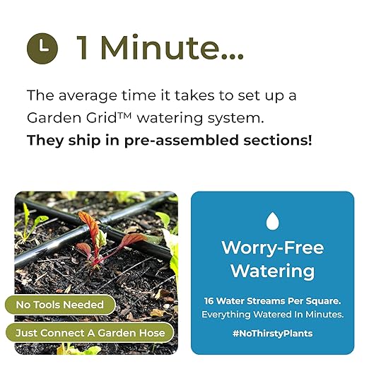 Garden Grid Watering System, 4x8 Cornerless | Garden Irrigation System for Garden Beds | Pre-Assembled, Waters Every Plant, USA-Made | Ideal for Beds w/Corner Posts or Curved Ends | 44"x88"