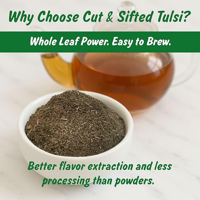 Spice Profile USDA Organic Indian Tulsi/Holy Basil Cut & Sifted, 2 oz, Lab Tested for Heavy Metals, Ocimum sanctum, Albahaca Sagrada