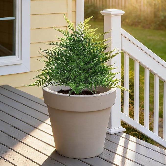 Yangrass Artificial 23" Fern Topiary Ball Trees, 2PCS Fake Fern Bushes Artificial Outdoor Plants with Ground Spikes, UV Resistant Lifelike Faux Greenery Shurbs for Home Garden Patio Porch Decor