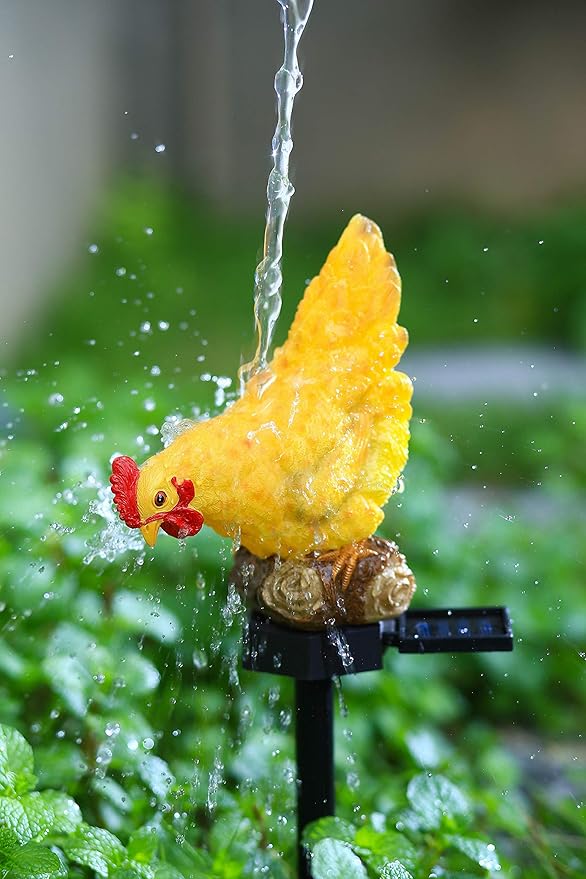 Outdoor Chicken Solar Lights: Resin Garden Decor for Outside Patio Yard Cute Chicken Gifts for Housewarming Mother's Day Birthday