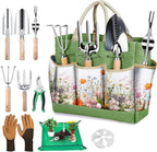 Gardening Tools Set for Women 29Pcs Heavy Duty Garden Hand Tools Set with Floral Tote Bag Rust-Proof Garden Tool Kit Supplies Gardening Esssential Gifts for Women Men