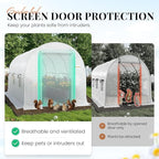 KING BIRD Premium 10x6.6x6.6FT Greenhouse for Outdoors, Large Walk-in Heavy Duty Galvanized Steel Frame, Mesh Door Screen Window Upgraded Zipper Tunnel Hoop for Garden Plant Winter, White