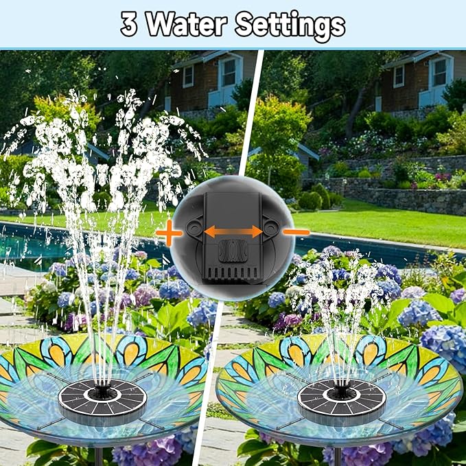 Yzert Solar Fountain, 3-Level Adjustable Water Height, 3.5W Glass Powerful Outdoor Fountain Pump with Rotating Rods & 7 Nozzles for Bird Bath, Garden, Pond, Patio, Flower Pot (2026 Model,White)