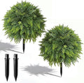 2 Set Artificial Norfolk Topiary Trees with Spike, UV Resistant Faux Shrubs Bushes Fake Greenery Plants for Front Door Indoor Outdoor Home Decor