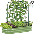 Galvanized Raised Garden Bed with Arched Trellis | 6x3x1FT Metal Raised Garden Beds Outdoor for Gardening Climbing Plant | Planter Box Outdoor with Gloves for Vegetable Flower, OliveGreen