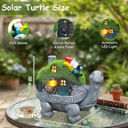 SunGlee Solar Turtle Garden Statue Lights with Rooftop Lawn Gnome Solar Garden Decor for Outside Yard Balcony Patio Lawn Ornament Home Decor Gifts for Mom Grandma