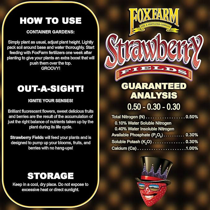 FoxFarm Strawberry Fields Fruiting & Flowering Potting Soil, 1.5cu ft (Pack of 4) - Designed to Pump Up Your Blooms, Fruits, and Berries - Made for the Fruiting and Flowering Stages of Plants
