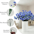 20 Bundles Artificial Flowers for Outdoors,UV Resistant Fake Flowers with Plastic Plants,Silk Faux Fowers for Outdoor Planters,Fake Realistic Flowers Window Box Front Porch Hanging Basket Decor-Blue
