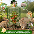 Uyittour 10 Pack Plant Protectors from Animals, 12" x 16" Round Metal Wire Garden Plant Cages to Keep Animals Out, Rabbit Proof Protection for Vegetables & Flowers with Stakes, Zip Ties & Gloves