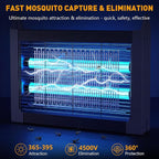 Solar Bug Zapper Outdoor, 4500V Solar Mosquito Zapper for Outdoor & Indoor, 1/2 Acre Coverage Cordless Rechargeable Electric Fly Zapper, IPX5 Waterproof Mosquito Traps for Backyard, Patio, Camping