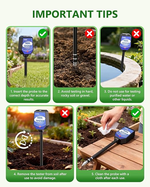 8-in-1 Soil Moisture Tester with APP Monitoring, Soil Moisture pH Meter, Light, Salinity, Fertility, EC, Temperature, Humidity Soil Test Kit for Garden, Farming, Lawns, Indoor & Outdoor Plants.