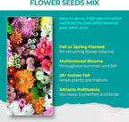 2200+ Mixed Flower Combo Seed Pack for Your Home Garden, 40+ Variety Flower, Including Petunia, Zinnia, Sunflower and More, Attracts Pollinators, Non- GMO and Heirloom
