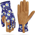 Womens Gardening Weeding Working Gloves, Leather Garden Glove for Women Thorn Proof No Stab for Digging, Planting,Pruning