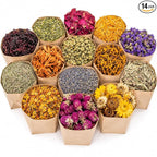 Sukh Dried Herbs Kit - Dried Botanicals Bulk,14 Bags Natural Dry Flowers and Herbs for Soap,Candle,Perfume,Bath Bombs,Resin Jewelry Making Supplies,Fragrance Sachet DIY and Witchcraft
