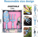 3piece Printed Garden Tool Set, Heavy Duty Aluminum Gardening Tool Kits Including Hand Rake, Pruning Shear and Trowel for Indoor & Outdoor Use, Ergonomic Handle, Perfect Gardening Gift