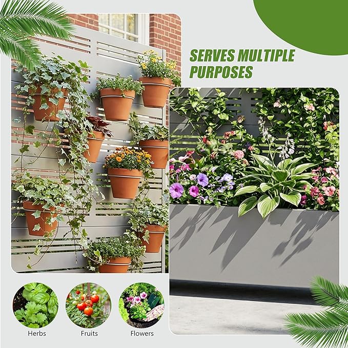 Casaphoria Metal Raised Garden Bed with Trellis and Wheels, 72"x47"x16" Arched Planter Box for Climbing Plants, Vegetables & Vines, Features Drainage Holes and Privacy Screen, Grey-Harold