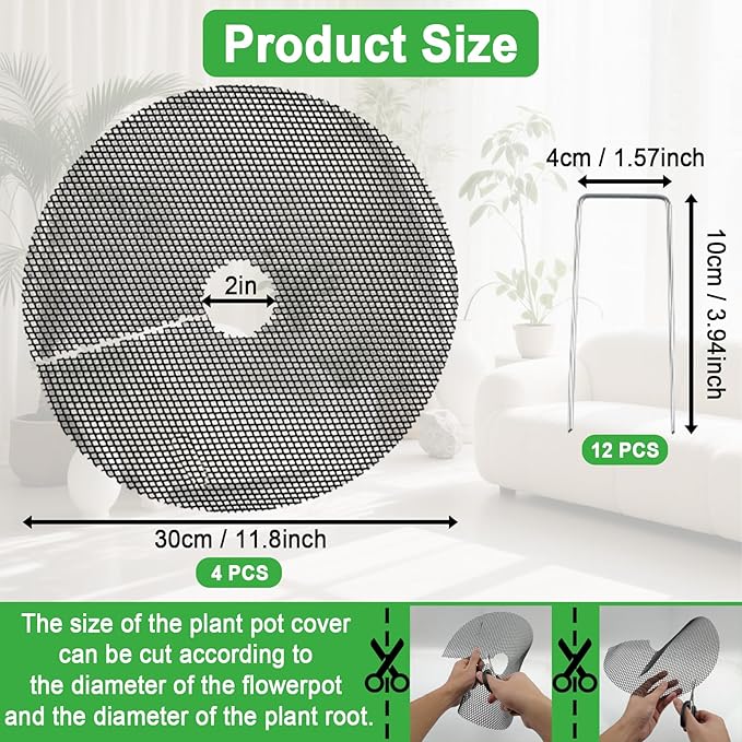 4 PCS 11.8 Inch Indoor Plant Protector from Cats Black Plant Pot Cover Plant Covers from Animals