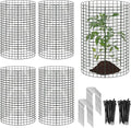 15 Pcs Large Wire Plant Protector from Animals, 5 Sets 24" H X 12" Dia Metal Plant Cage Chicken Wire Cloche Pack with Ground Stakes and Nylon Tie to Keep Animals Out, Garden Protection Bunny Barricade