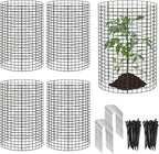 15 Pcs Large Wire Plant Protector from Animals, 5 Sets 24" H X 12" Dia Metal Plant Cage Chicken Wire Cloche Pack with Ground Stakes and Nylon Tie to Keep Animals Out, Garden Protection Bunny Barricade