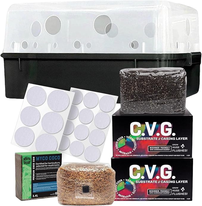 Beginner North Spore 'Boomr Bin' Monotub + CVG Mushroom Grow Kit | Complete Dung-Loving Mushroom Grow Kit - Just Add Spores | Featuring Boomr Bin Monotub