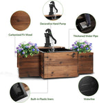 OIPRTGFJ Outdoor Water Fountain,Floor Wooden Rectangular Pump Old-Fashioned Fountain with Flower Box,Electric Decorative Hand Pump, Outdoor Water Feature for Garden Patio Backyard