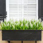 Bassion 24 Bundles Artificial Flowers for Outdoors, Fake Lavender Flowers with Monkey Grass UV Resistant Plastic Faux Plants for Outside Hanging Planter Window Box Garden Patio Front Porch Home Decor