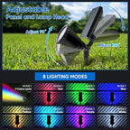 KEV Solar Spot Lights Outdoor,18 LEDs Solar Flood Lights with 8 Modes &Colored Adjustable &IPX65 Waterproof,Christmas Solar Spotlight for Driveway/Backyard/Landscape/Tree/Garage(Multicolor,4 Pack)
