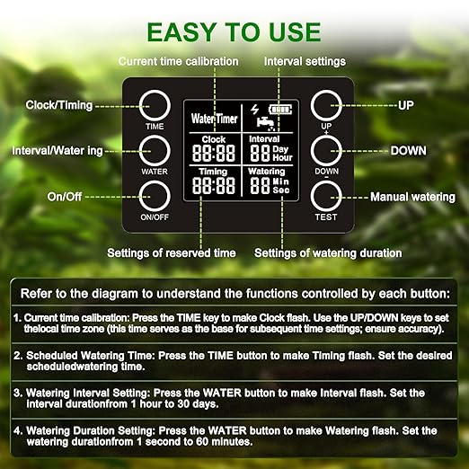 Display and Solar 2 in 1 Automatic Watering System for 15 Pots Plants, Anti-Siphoning Watering Drip Irrigation System Device Kit, Smart Timer & Manual for Indoor Garden Farm Greenhouse Balcony & Patio