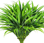 Ouddy Decor 20 Pcs Fake Outdoor Plants Artificial Grass Greenery Stems Faux Plastic Plants UV Resistant for Spring Summer Indoor Outside Garden Hanging Planter Porch Window Box Home Decor, Green