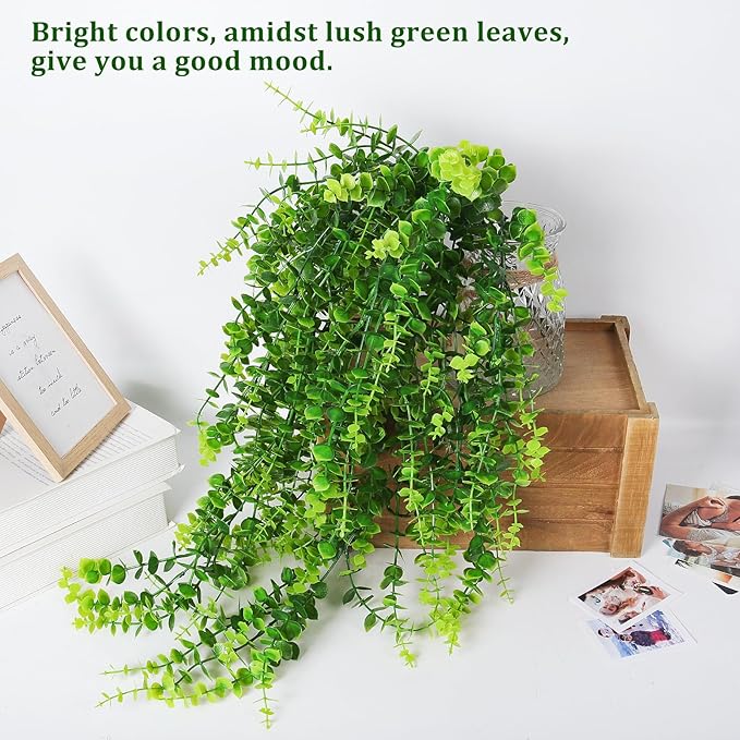 RECUTMS Hanging Money Plants Fake Outdoor Hanging Artificial Flower for Outdoors Hanging Basket Hanging Artificial Plants Plastic Plants Home Garden Wedding Party Decorations