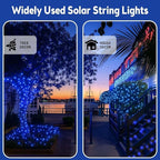 Extra-Long Solar String Lights for Outside, 4 Pack 400LED Solar Fairy Lights Outdoor Waterproof, Copper Wire with 8 Modes Solar Twinkle Lights for Tree Garden Party Patio Xmas Wedding Decor (Blue)