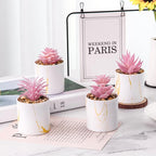 Der Rose Set of 4 Succulents Plants Artificial for Office Desk Accessories for Women Pink Home Decor