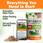 HOME GROWN Cat Grass Seeds 4 oz Oat & Barley Mix – Indoor Cat Grass Refill Kit – Digestive Green Grass for Pets – Heirloom Seeds for Cats’Health & Wellness (Dactylis glomerata)