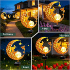 ZNYCYE Solar Garden Decor Outdoor Statue, Moon Fairy Garden Figurines with Dog Design for Mom Women Grandma Solar Stake Lights for Patio, Yard, Lawn, Pathway (Warm White)