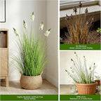 Artificial Plants Indoor Tall Grass Plants with Hyacinth Flower 35.4In Tall Artificial Ornamental Grass Green Onions Outdoor Fake Plants with Black Pot Home Office Decorative (1 Pack,White)