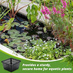 4 Pcs Aquatic Plant Baskets for Hydroponics Water Garden Plant Pots Black Plastic Mesh Basket 9 x 9 x 5.2 Inch Square Pond Containers for Island Live Aquarium Botany Flowers