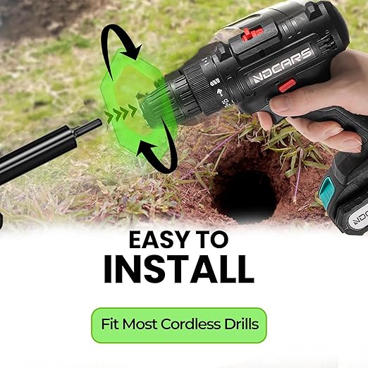 K-Brands Auger Drill Bit for Planting – 4 x 12 Inch - Garden Spiral Hole Drill Planter for Bulb Planting, Bedding Plants, Umbrella Holes - 3/8 Inch Hex Drive Drill