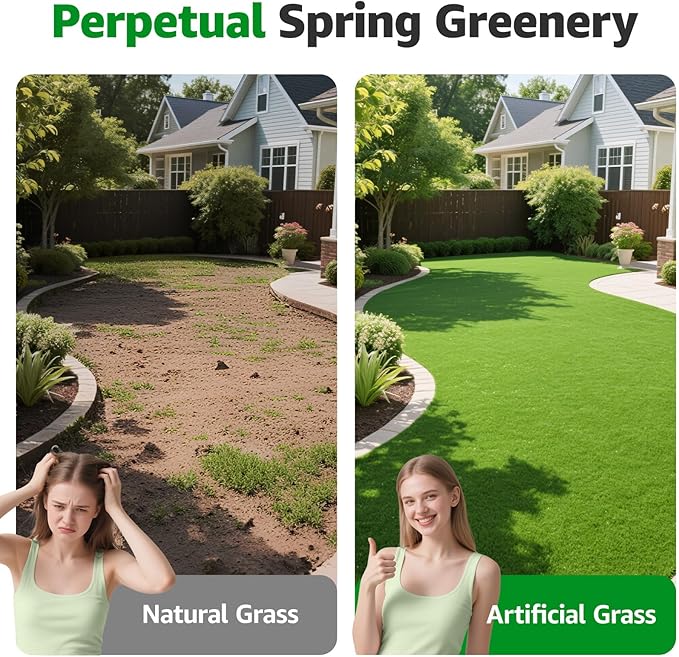 6x10FT Artificial Grass Pad Indoor Outdoor: Fake Grass Turf with Drainage Holes, Pet-Friendly Dog Grass Mat, Perfect for Garden Lawn Balcony Patio Backyard Wedding Christmas Decoration