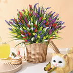 Waipfaru 36 Bundles Artificial Plants Outdoor,Fake Flowers UV Resistant Outdoor Fake Plants,Faux Lavender Shrubs for Window Garden Patio Hanging Planter Pathway Front Porch (Mix)