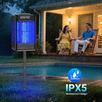Solar Bug Zapper Outdoor, Solar Mosquito Zapper Outdoor with Ground Bracket, Cordless Waterproof Fly Zapper with Illuminated Light, 5000mAh Rechargeable Mosquito Killer
