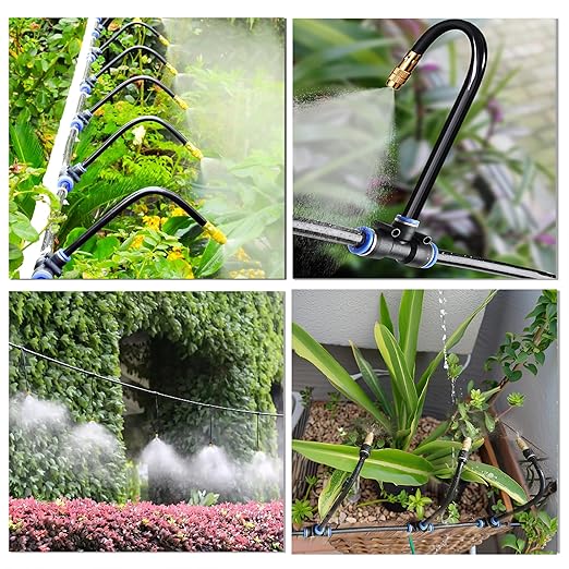 Dianrui 360° Curved Garden Automatic Irrigation System—50FT Drip Irrigation System for Garden,Lawn & Raisedbed & Greenhouse Watering Equipment, Drip Irrigation Kit with Adjustable Copper Nozzles 5/16"