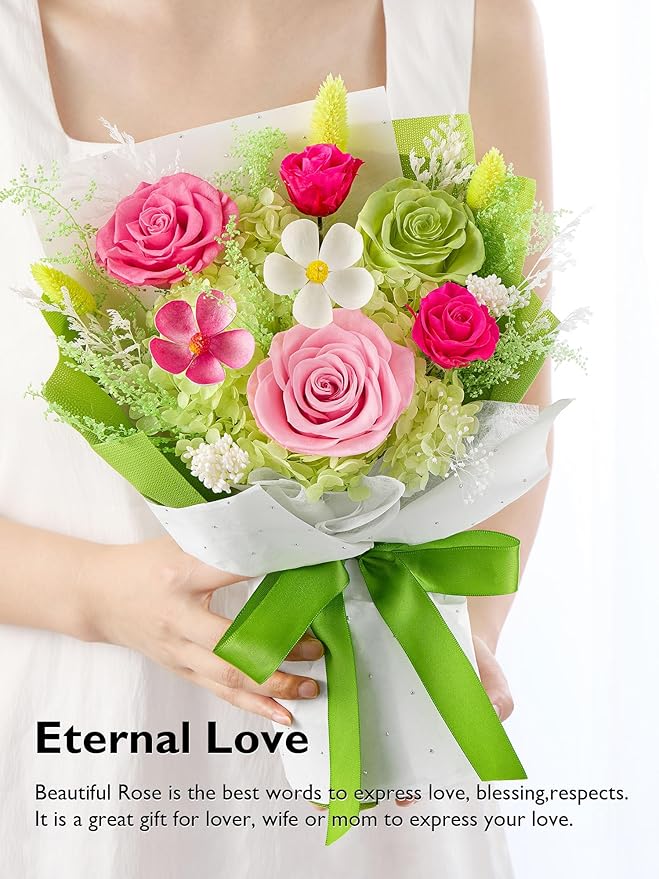 Eterfield Flowers for Delivery Prime, Mother's Day Forever Flower Bouquet, Preserved Pink Roses Birthday Gifts for Her Women Wife Mom Anniversary Valentines Day Christmas