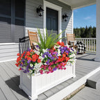 Hrobek Artificial Flowers for Outdoors Faux Plants Outside Indoor,UV Resistant Silk Fake Morning Glory Tall Ferns for Home Patio Garden Back Yard Front Porch Decor (13 Bunches,5 Multi Colors)
