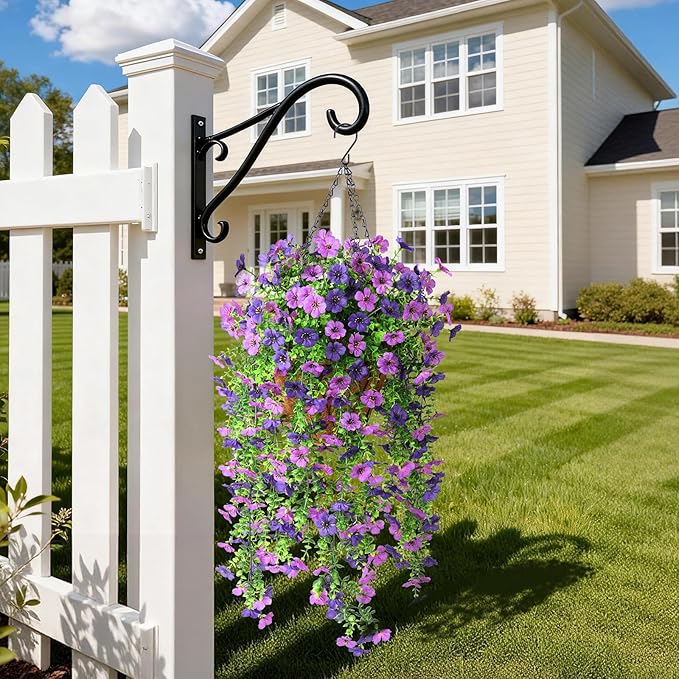 Artificial Hanging Flowers Plants for Outdoor Spring Summer Decoration, 2PCS Faux Silk Daisy UV Resistant Look Real for Outside Home Indoor Planter Porch Garden Yard Decor(Dark Orchid)