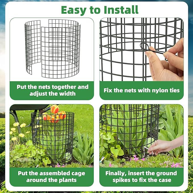 UNIFAMILY 12 Pcs Plant Protectors from Animals, 16x12IN Metal Plant Cage to Keep Animals Out, 4 Pack Garden Protector Cage from Deer, Garden Protection for Vegetables Chicken Wire Cage for Plants