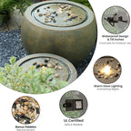 Tankana Garden Water Fountain Outdoor Large Round Bubbler Water Feature Indoor with Lights & Pump and Pebbles Concrete Effect for Patio Pool Pond Yard Home Decor Gold, 25 "L X 25" W X 17.5" H