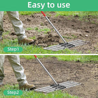 Lawn Leveling Rake 30"x10", Heavy-Duty Stainless Steel Yard Leveling Rake, Professional Soil Leveling Tool for Pastures, Golf Lawns, Gardens, Yards (Silver)