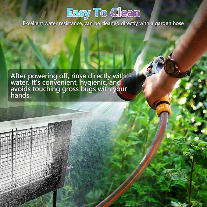 Powerful Solar Bug Zapper Outdoor for 2000 sq.ft with 13FT Extension Cord, Rechargeable Mosquito Zapper with High Powered, Waterproof Solar Fly Zapper for Patio Garden Backyard RV Camping